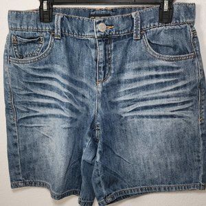 New York & Co Women Faded Medium Wash Denim Shorts, Size 8